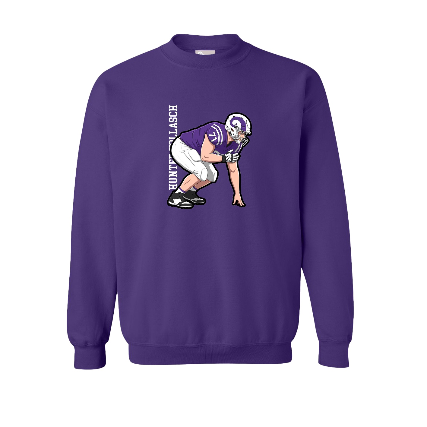 Fleece Crew — Name Vertical in Purple