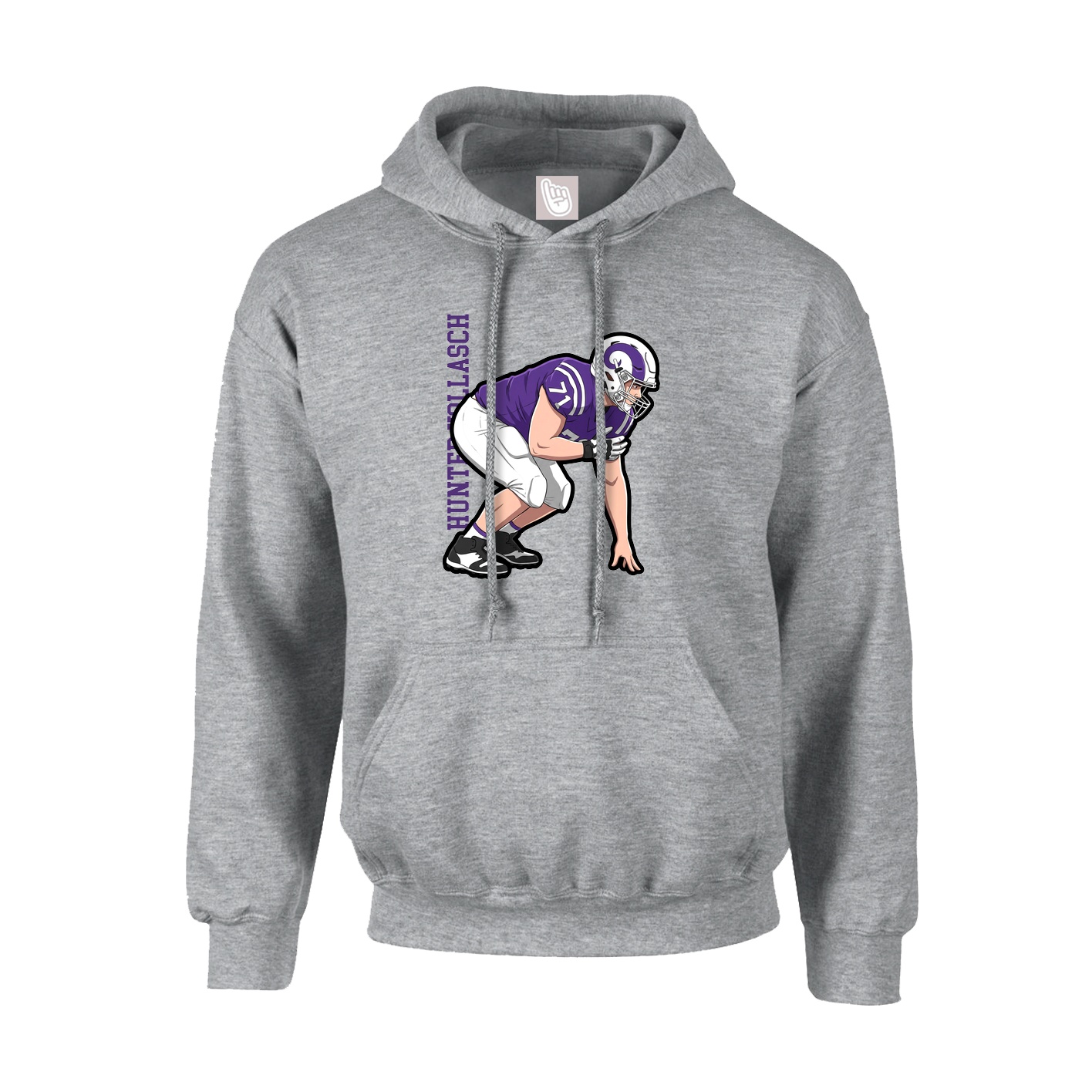 Youth Hoodie — Name Vertical in Grey