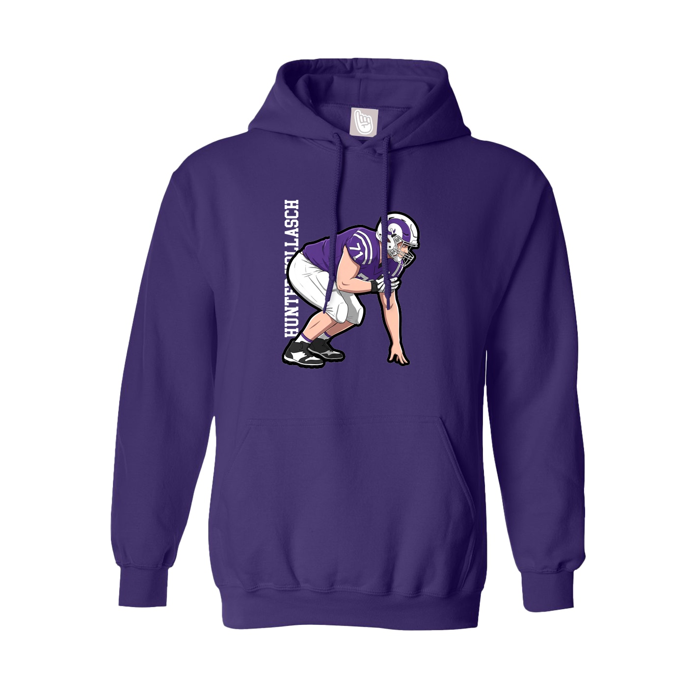 Youth Hoodie — Name Vertical in Purple