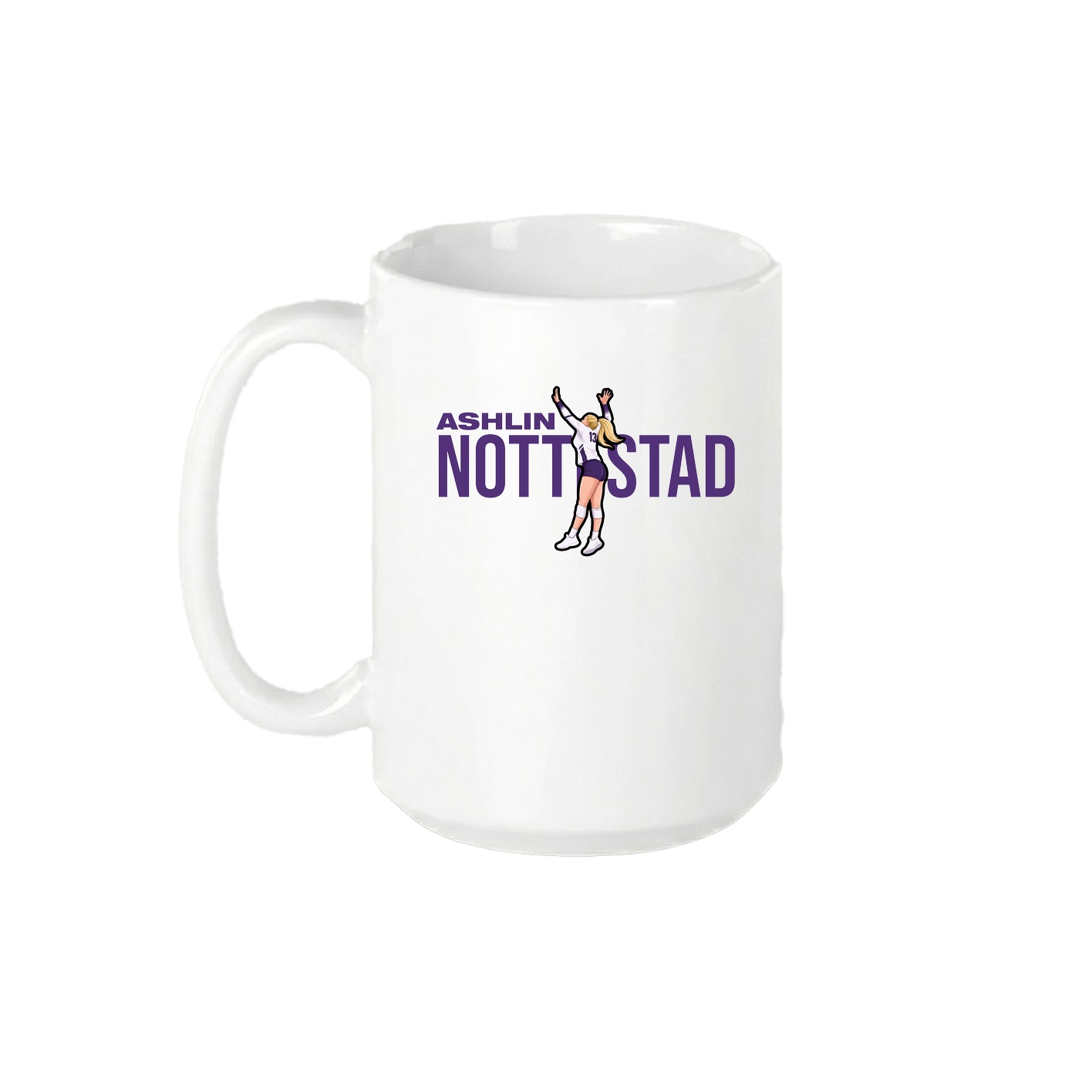 15oz Coffee Mug — Player Name in White
