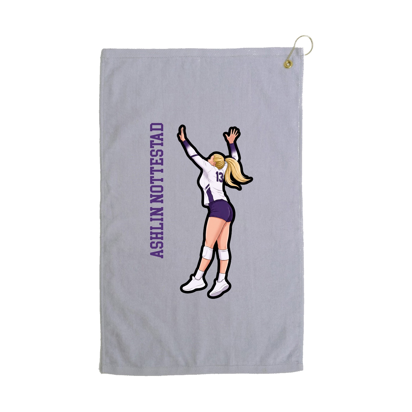 Golf Towel — Name Vertical in Grey