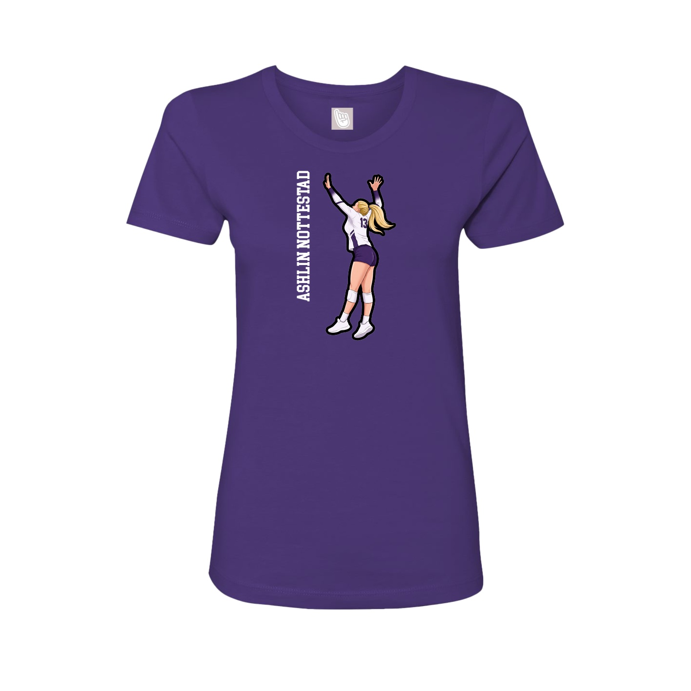 Fitted Women's Tee — Name Vertical in Purple
