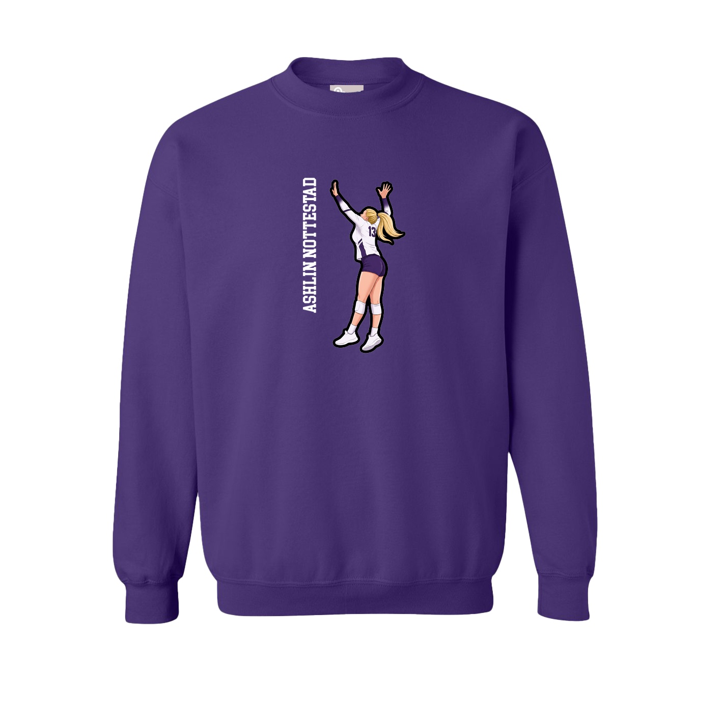 Fleece Crew — Name Vertical in Purple