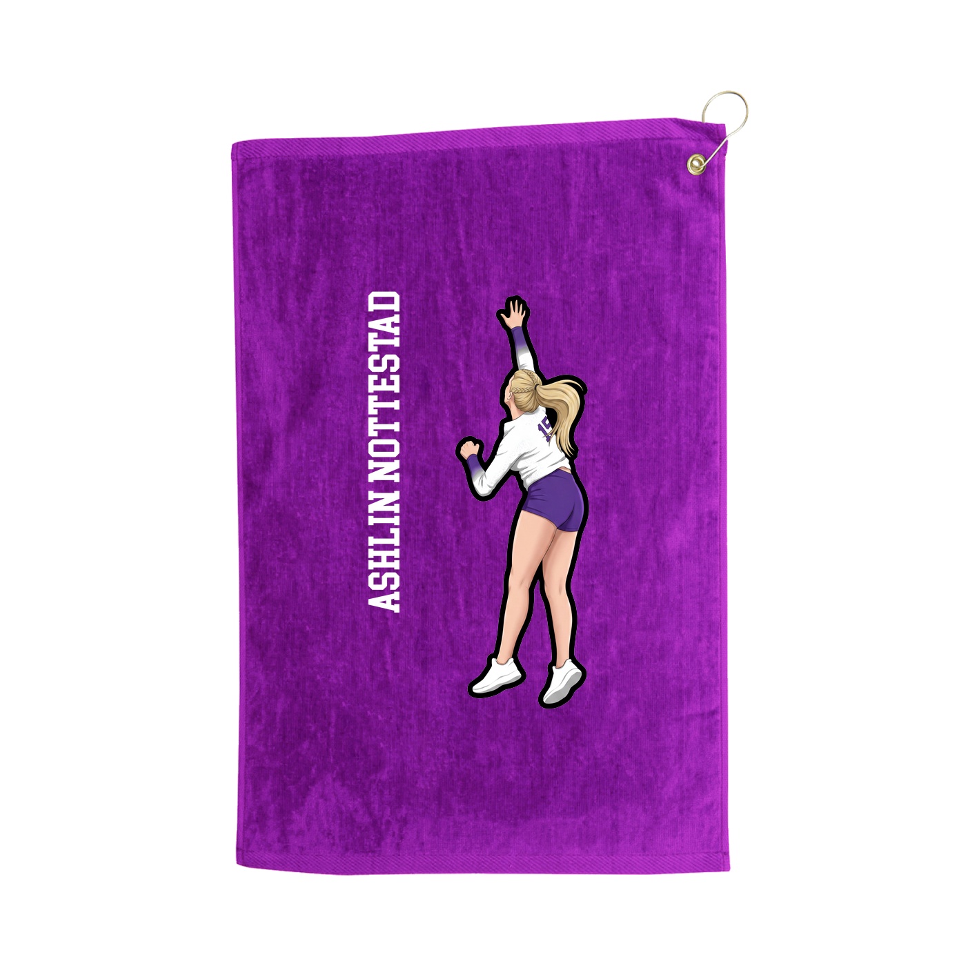 Golf Towel — Name Vertical in Purple