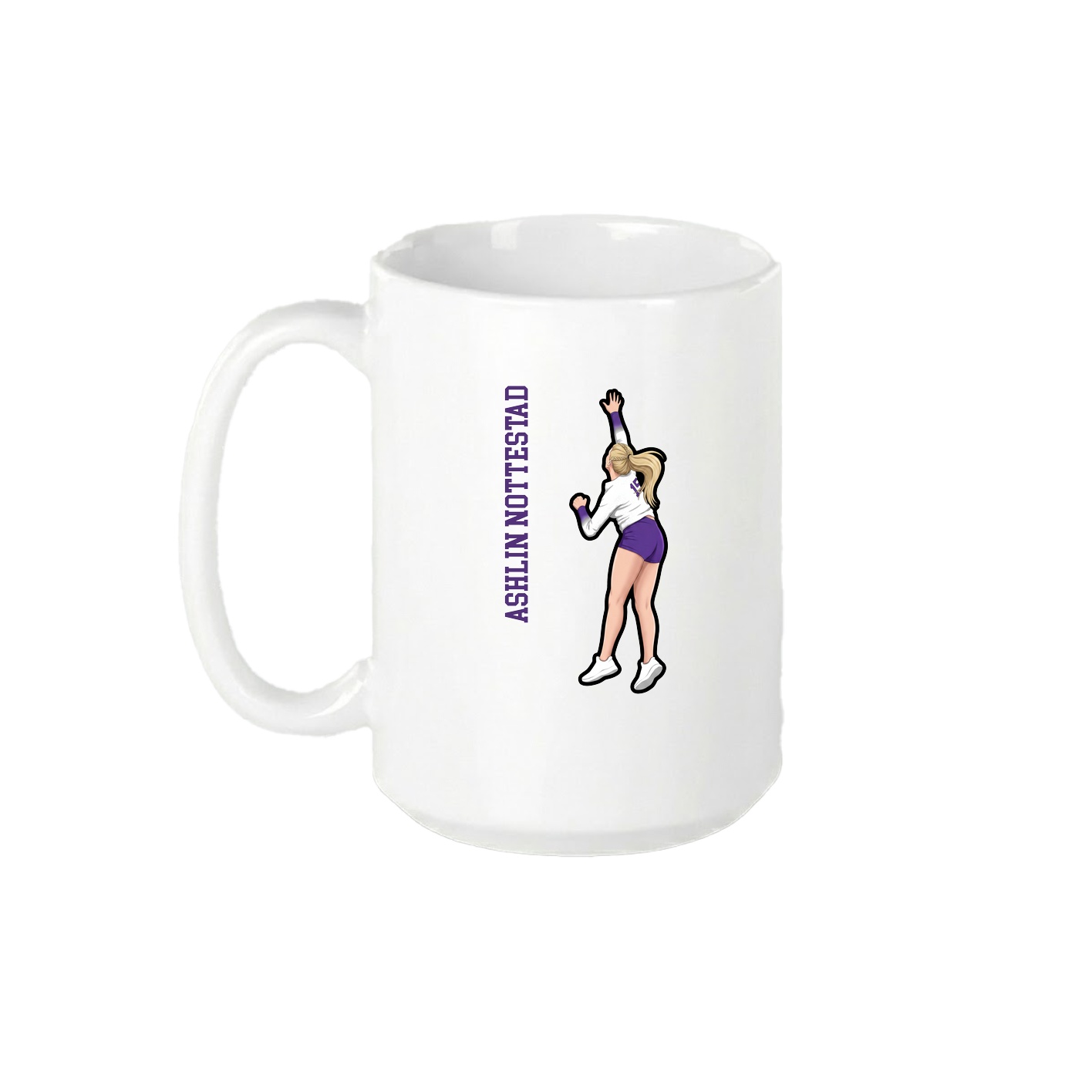 15oz Coffee Mug — Name Vertical in White