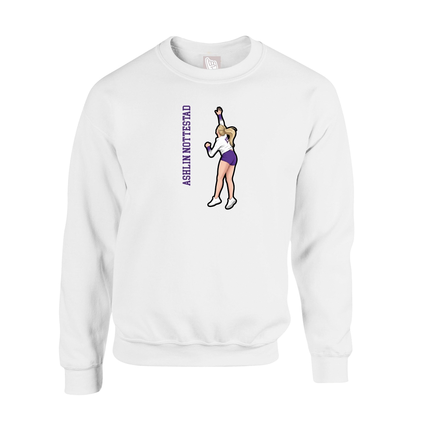 Fleece Crew — Name Vertical in White