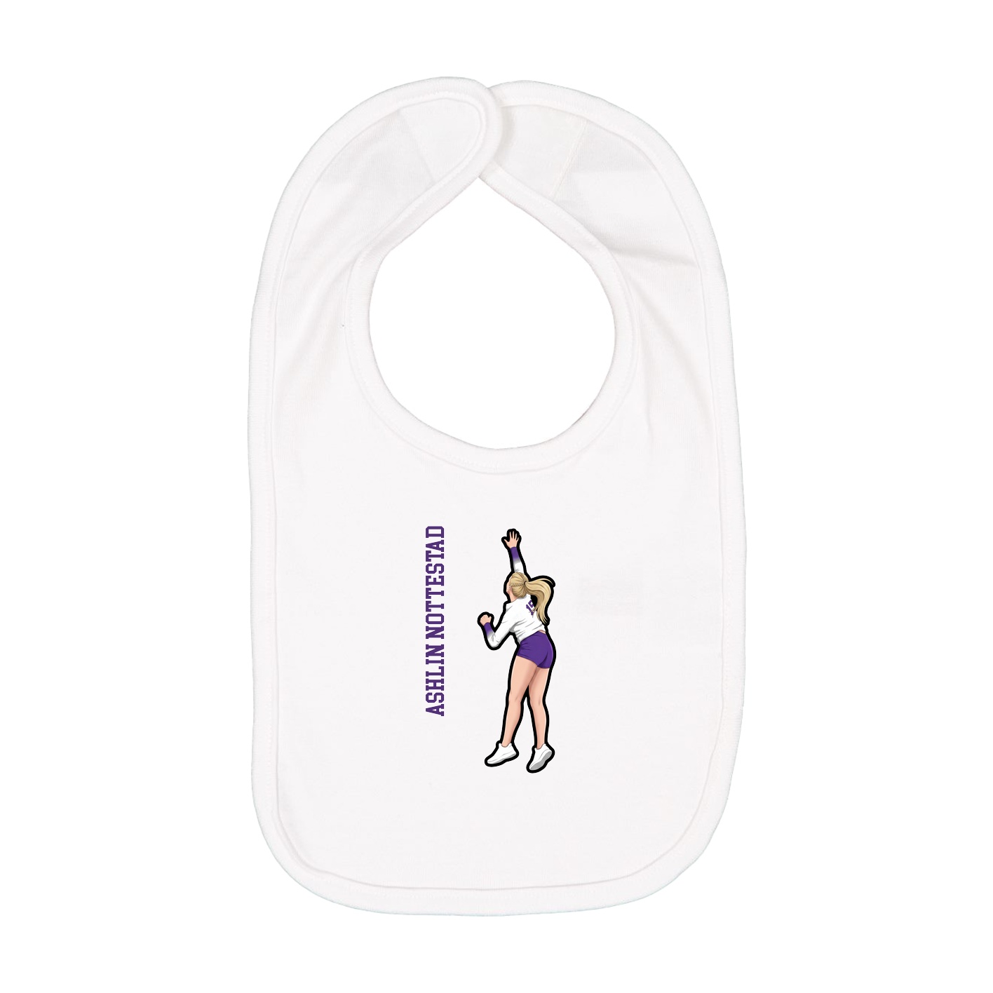 Infant Bib — Name Vertical in White