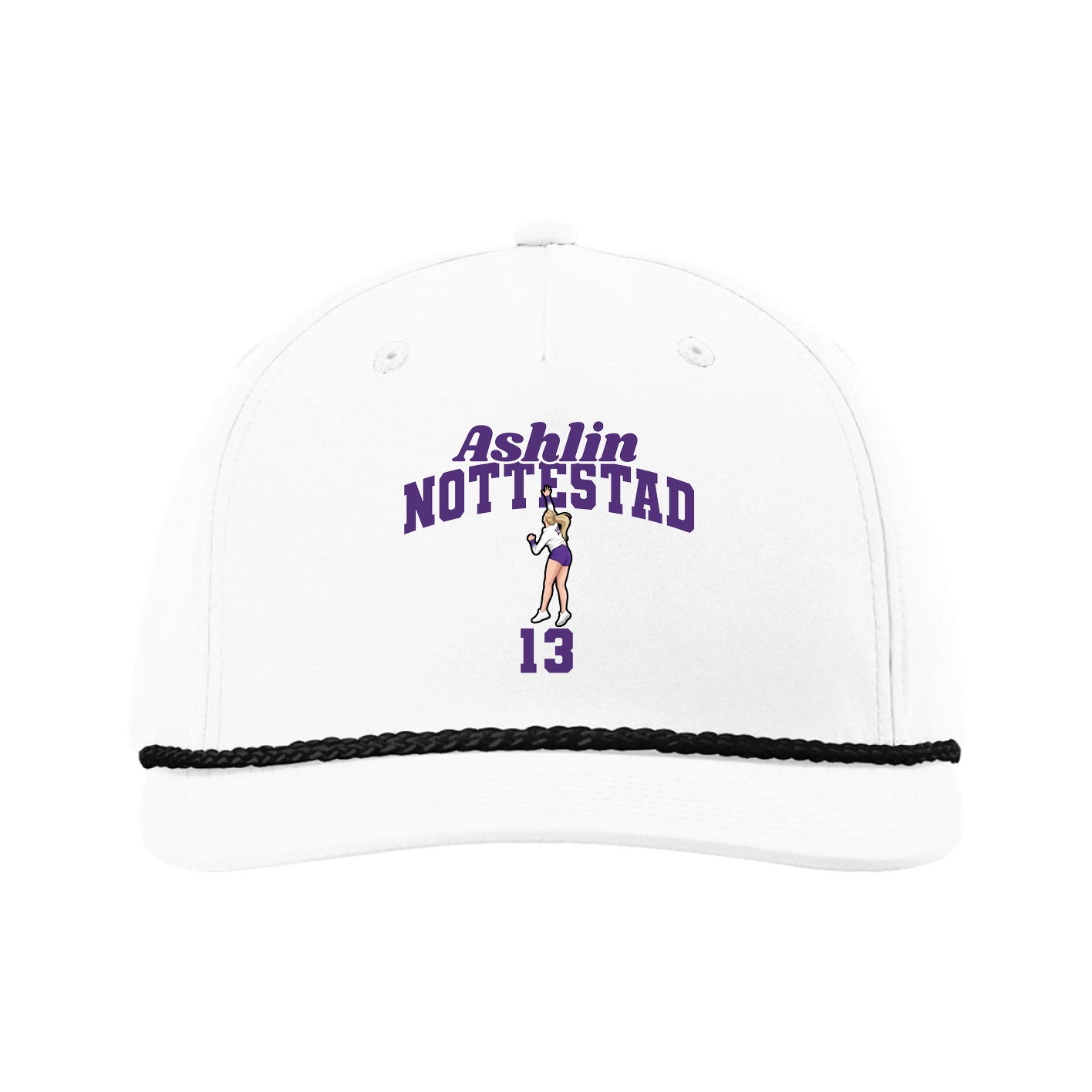 Five-Panel Classic Rope Cap — Signature Arch in White