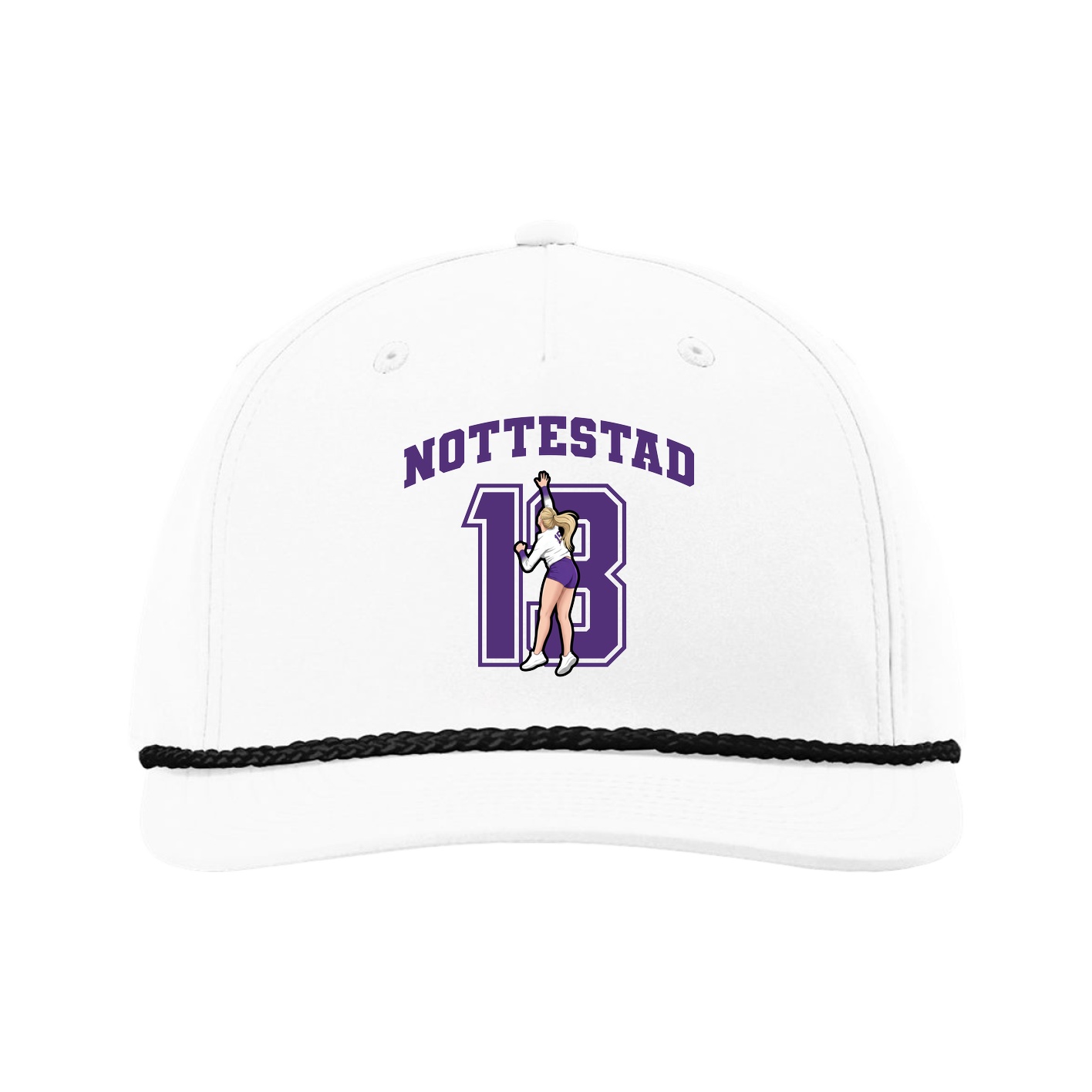 Five-Panel Classic Rope Cap — Number in White