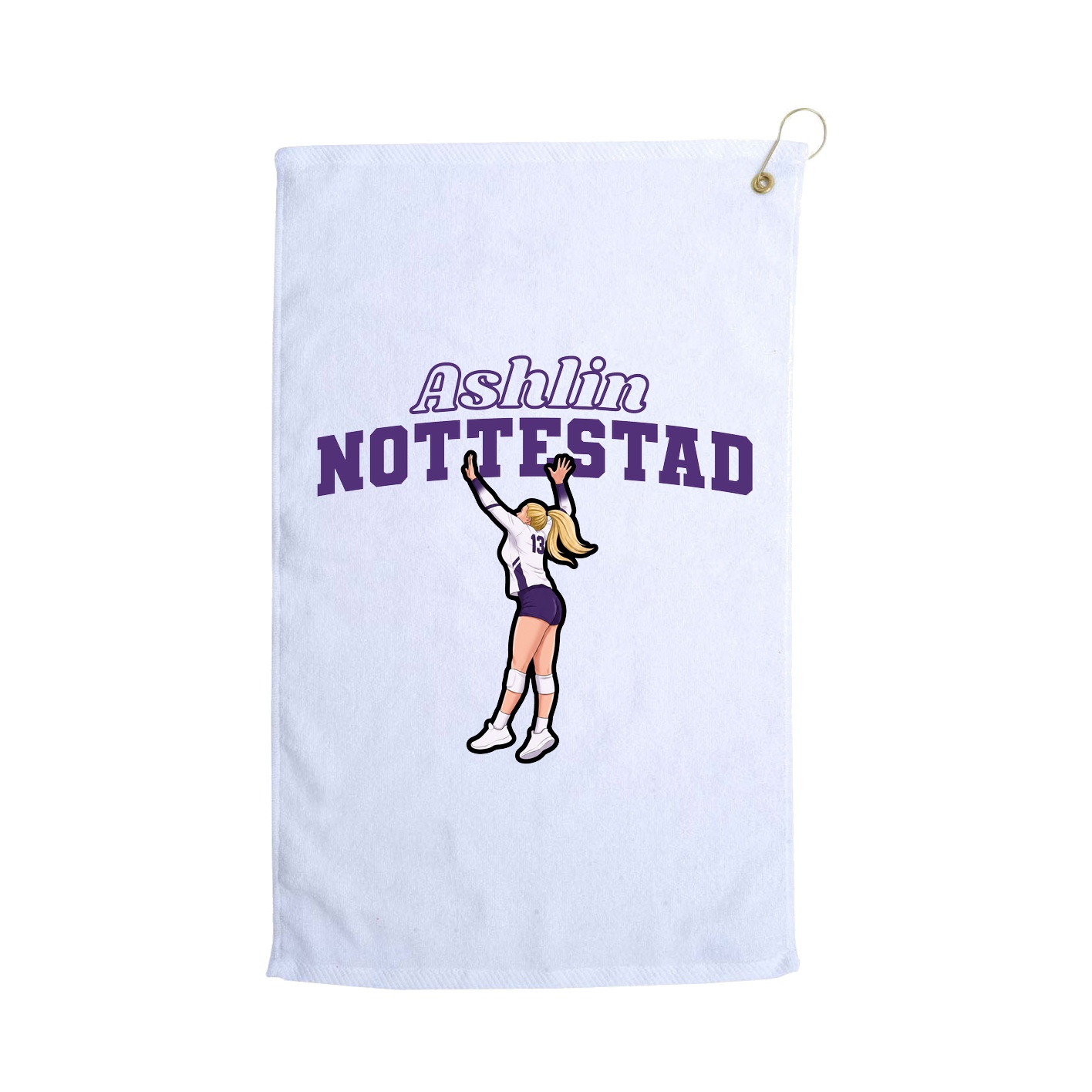 Golf Towel — Name Arch in White