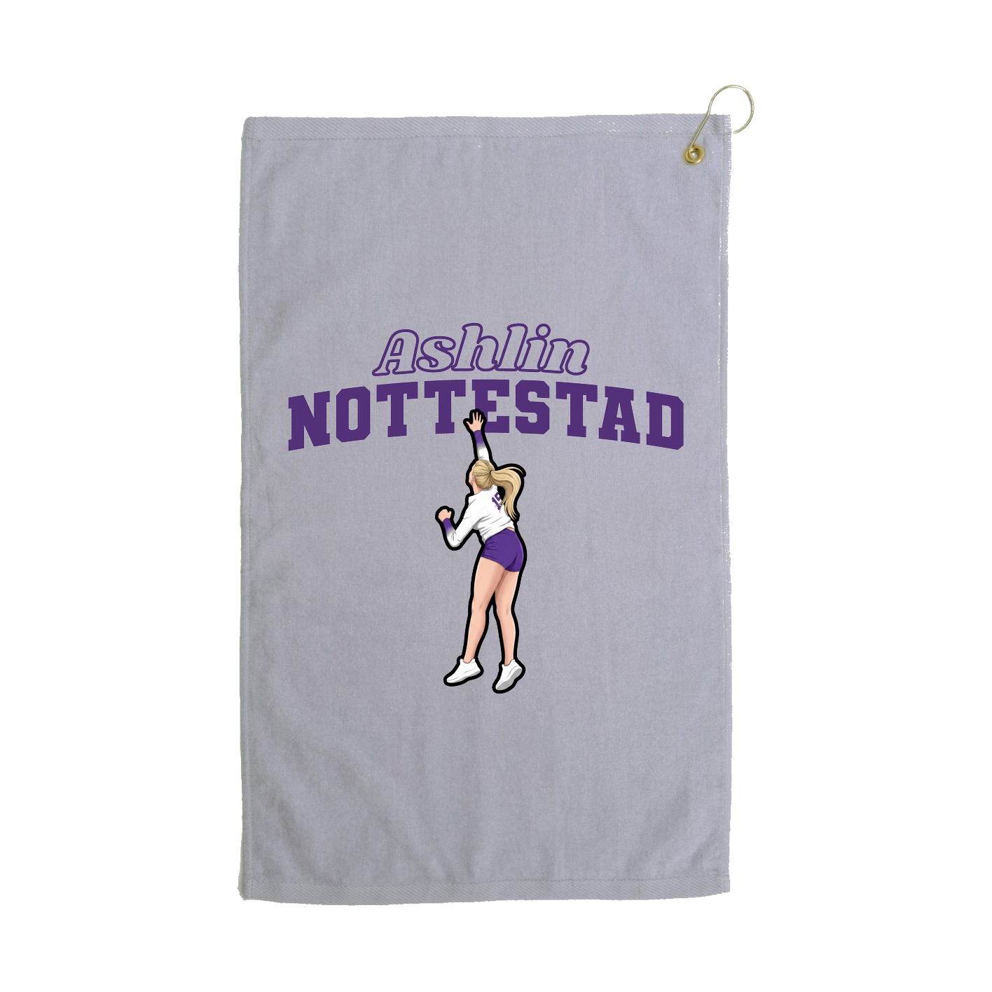 Golf Towel — Name Arch in Grey