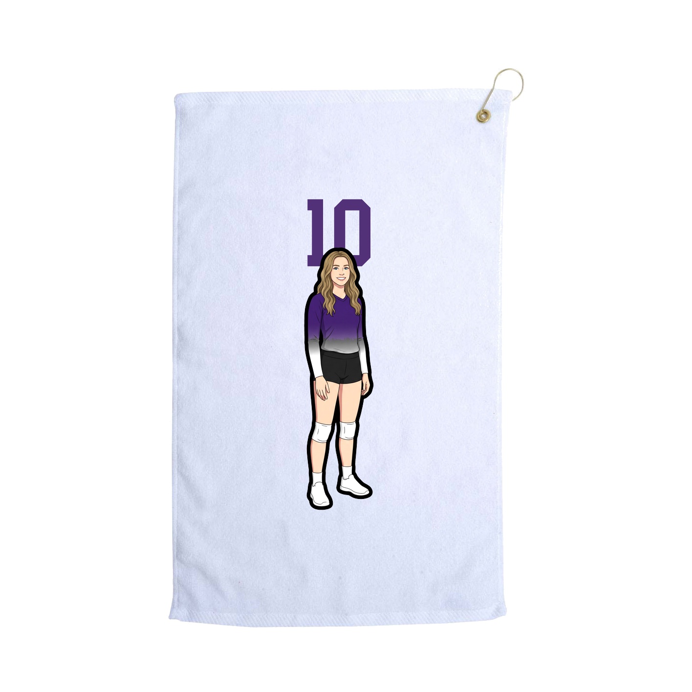 Golf Towel — Number Top in White