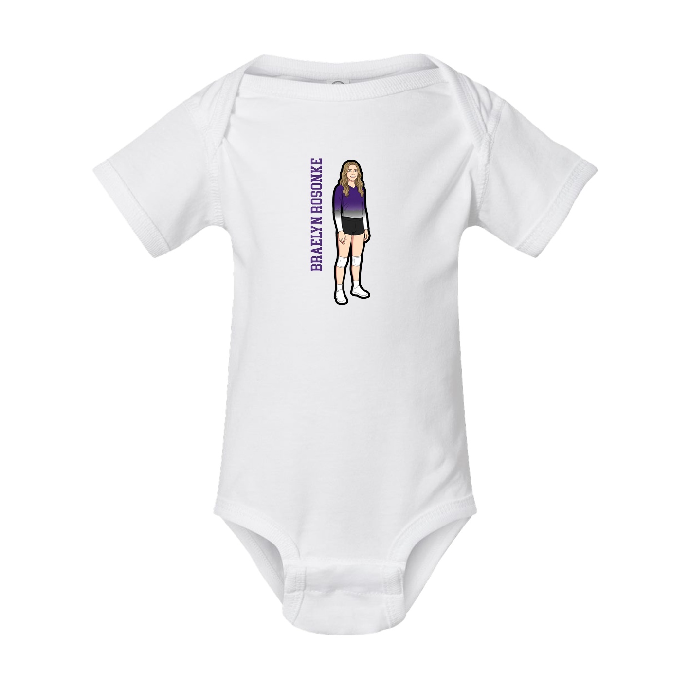 Baby Onesie — Name Vertical in White
