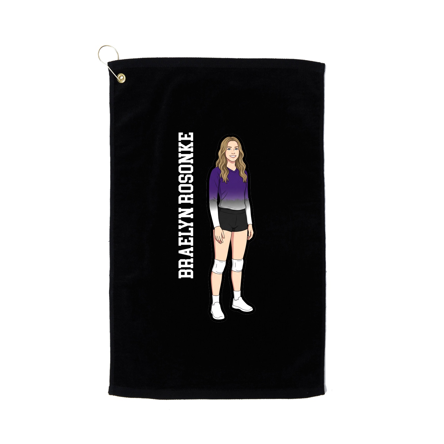 Golf Towel — Name Vertical in Black