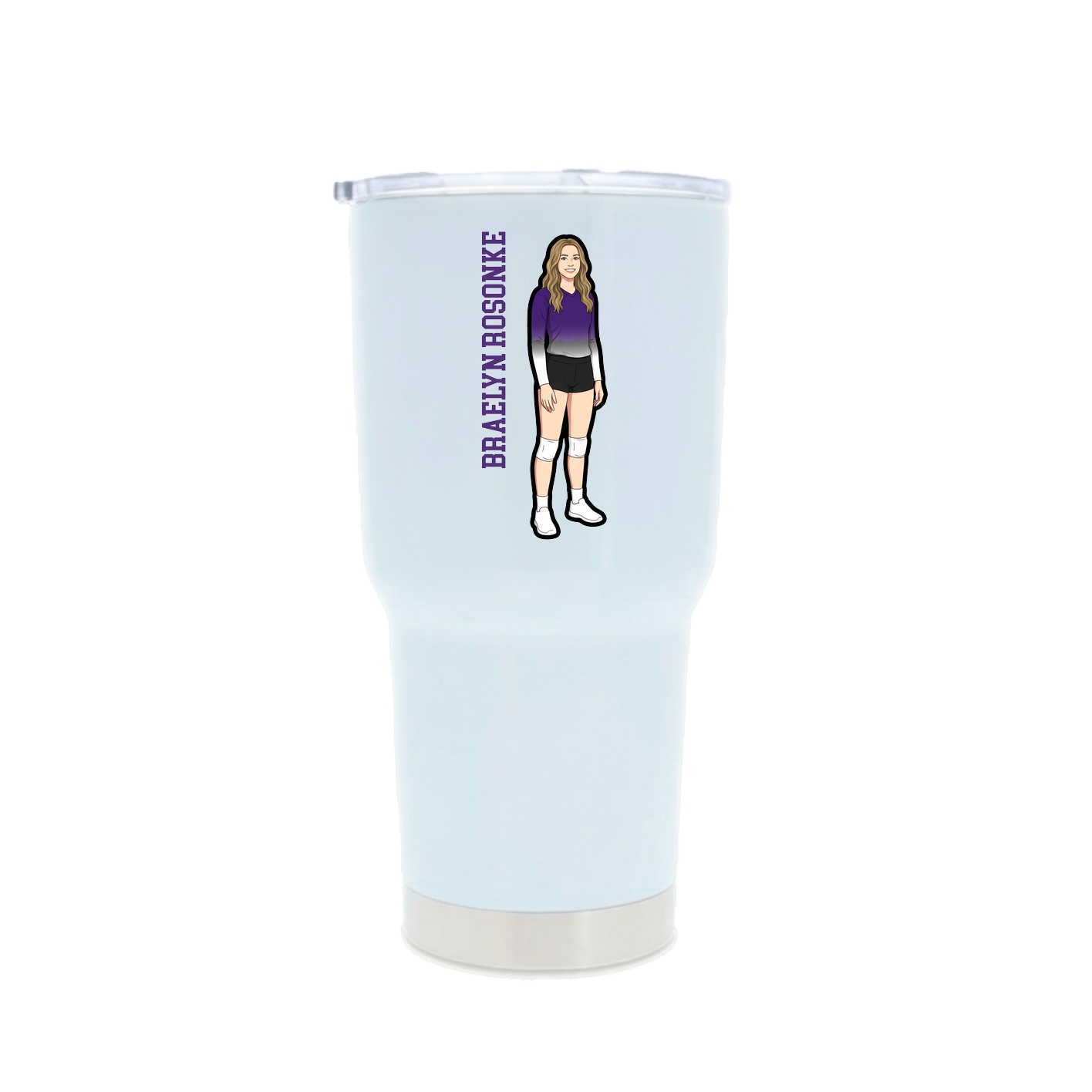 30oz Stainless Steel Tumbler — Name Vertical in White