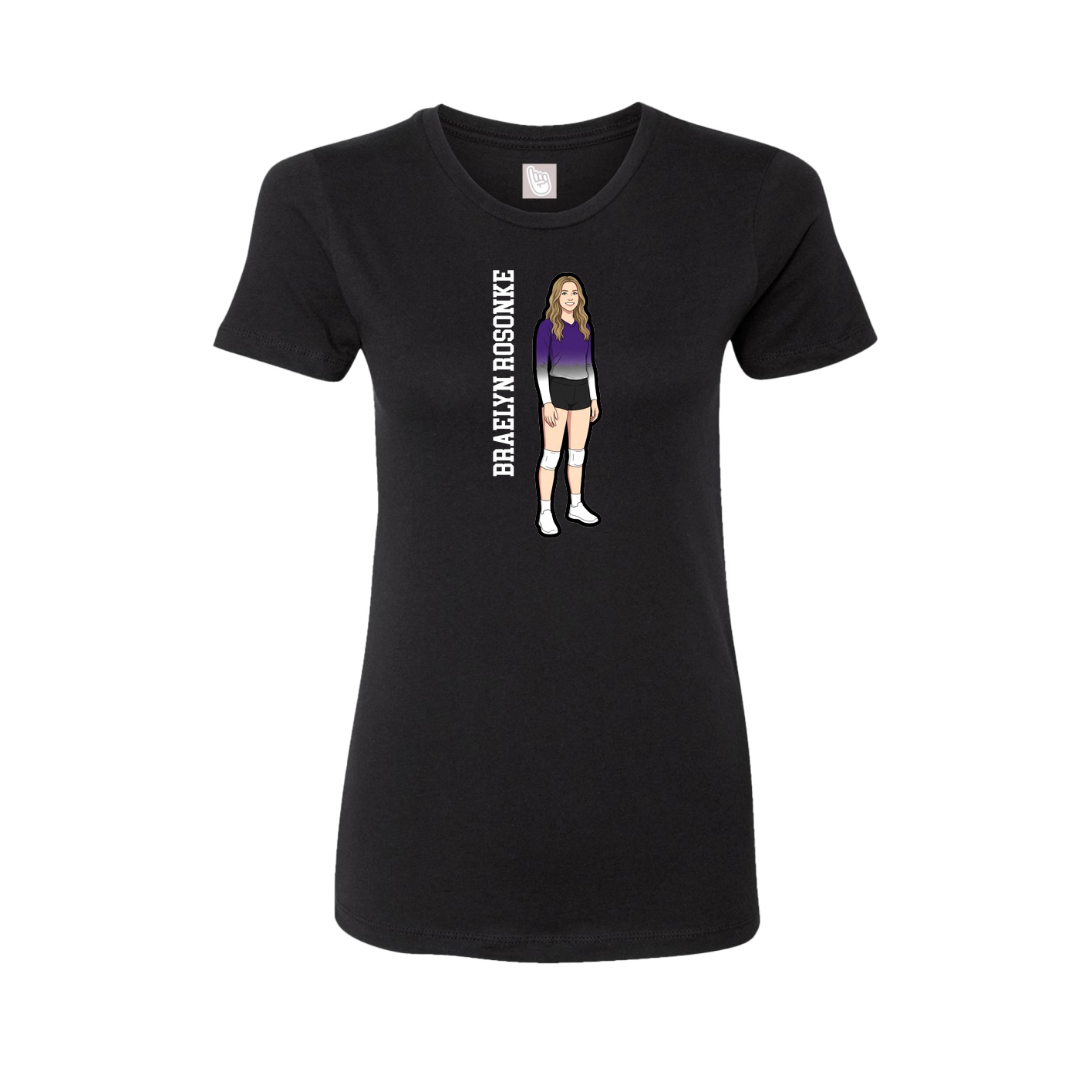 Fitted Women's Tee — Name Vertical in Black