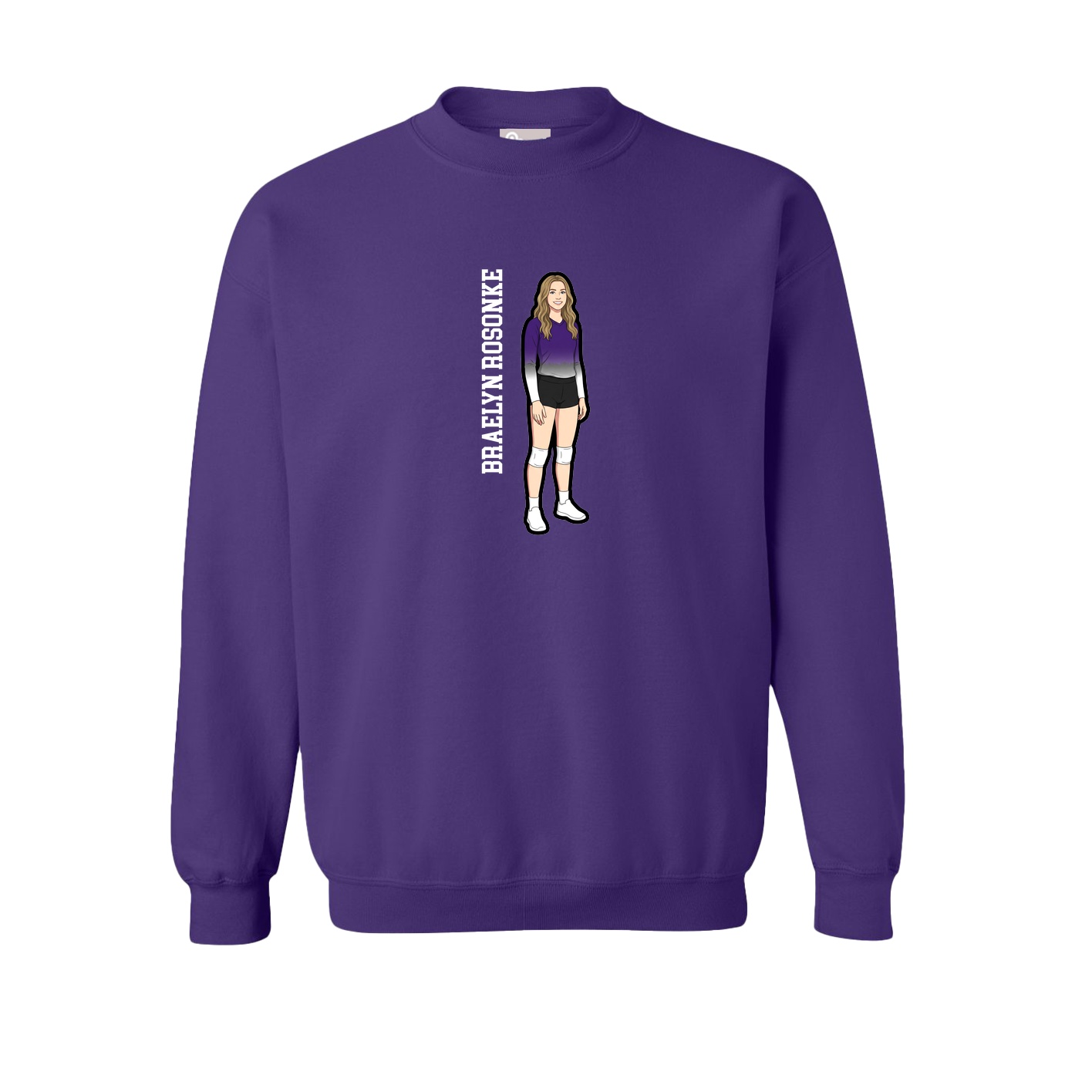 Fleece Crew — Name Vertical in Purple