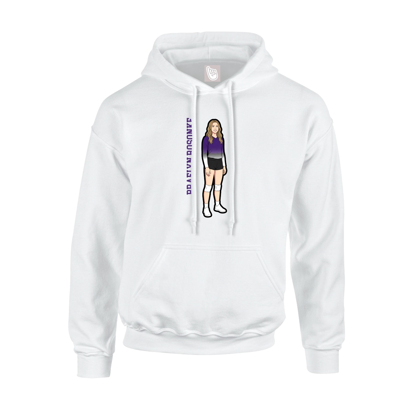 Youth Hoodie — Name Vertical in White