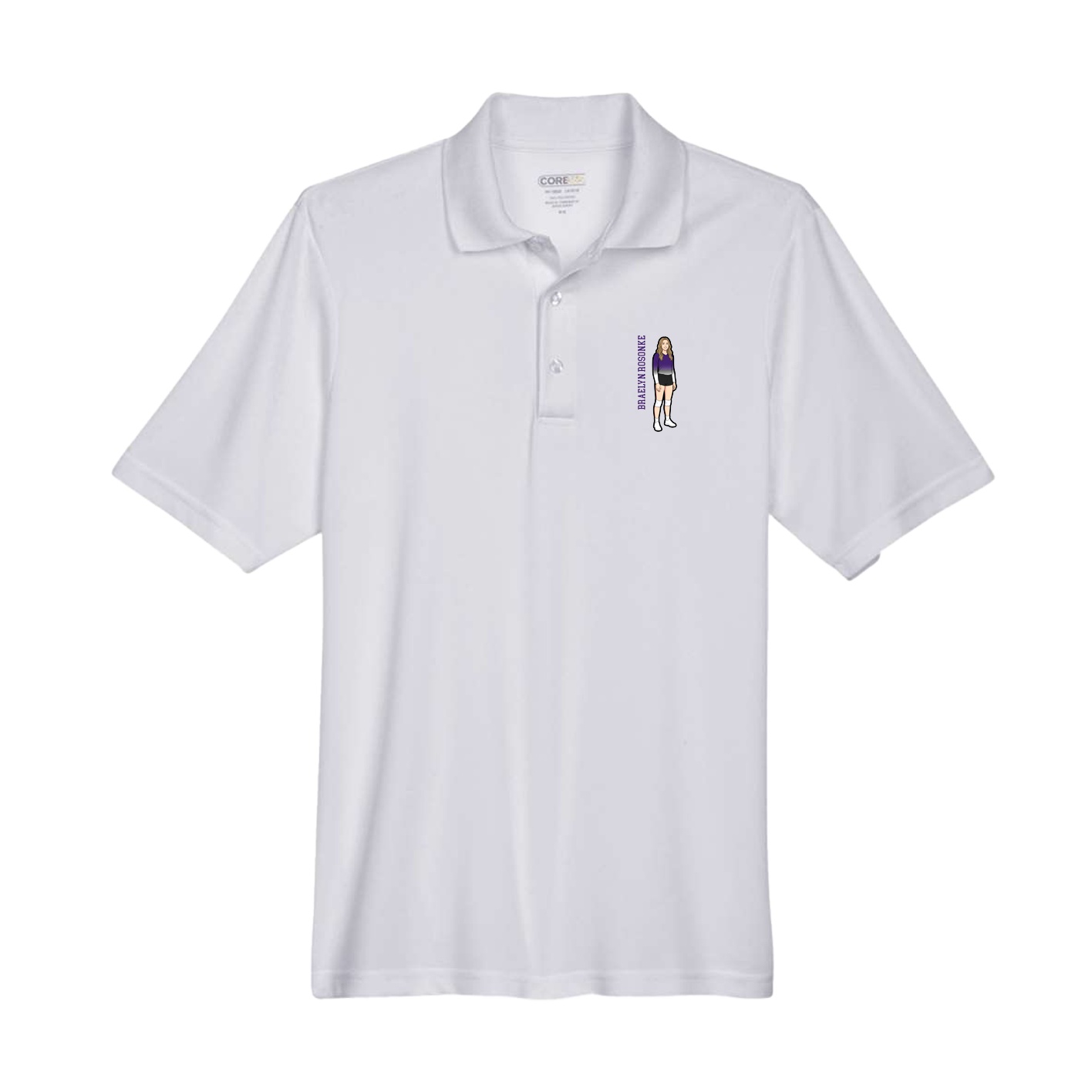 Performance Polo — Name Vertical in Grey