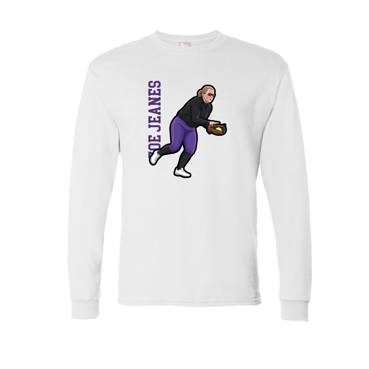 Long Sleeve Tee — Name Vertical in White