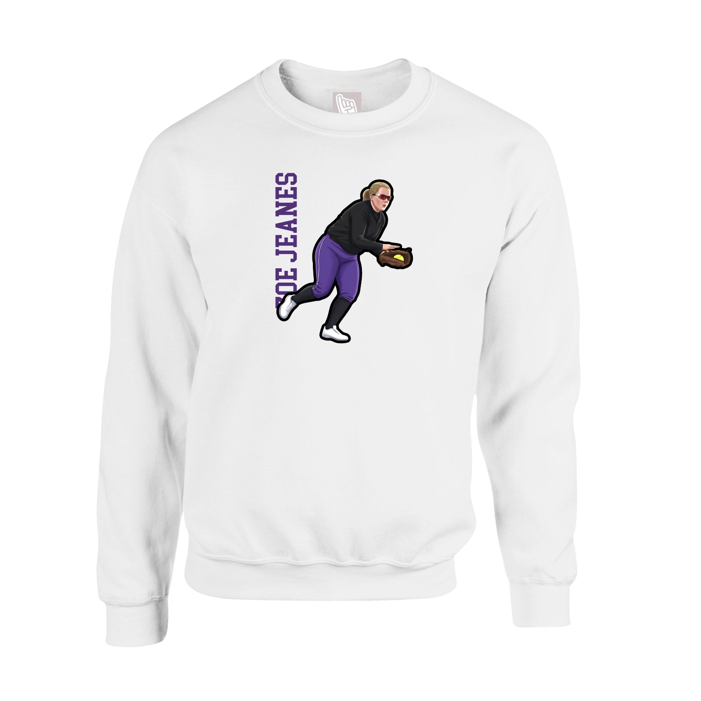Fleece Crew — Name Vertical in White