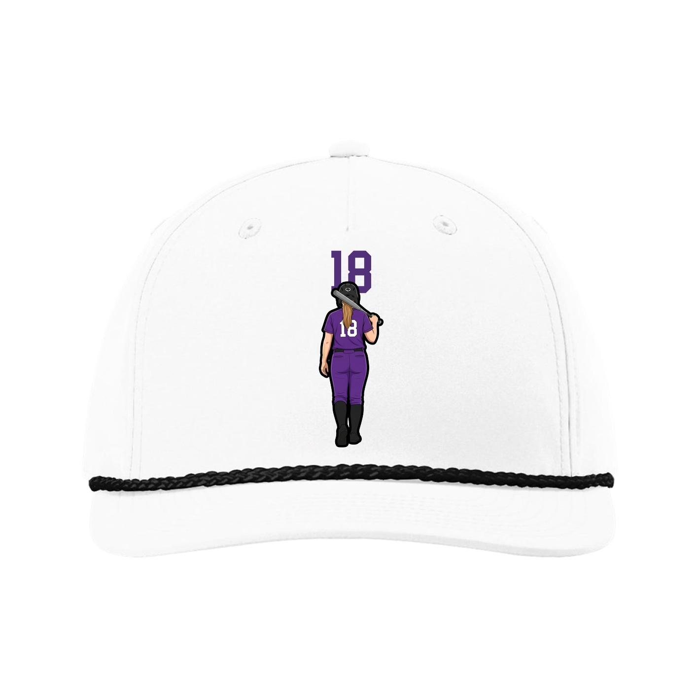 Five-Panel Classic Rope Cap — Number Top in White
