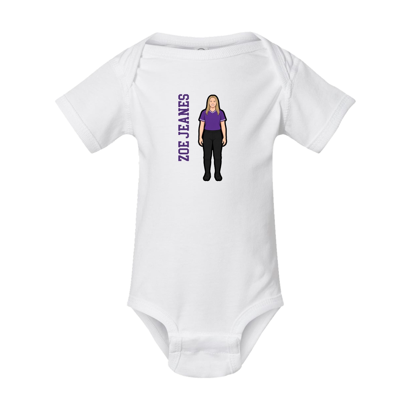 Baby Onesie — Name Vertical in White