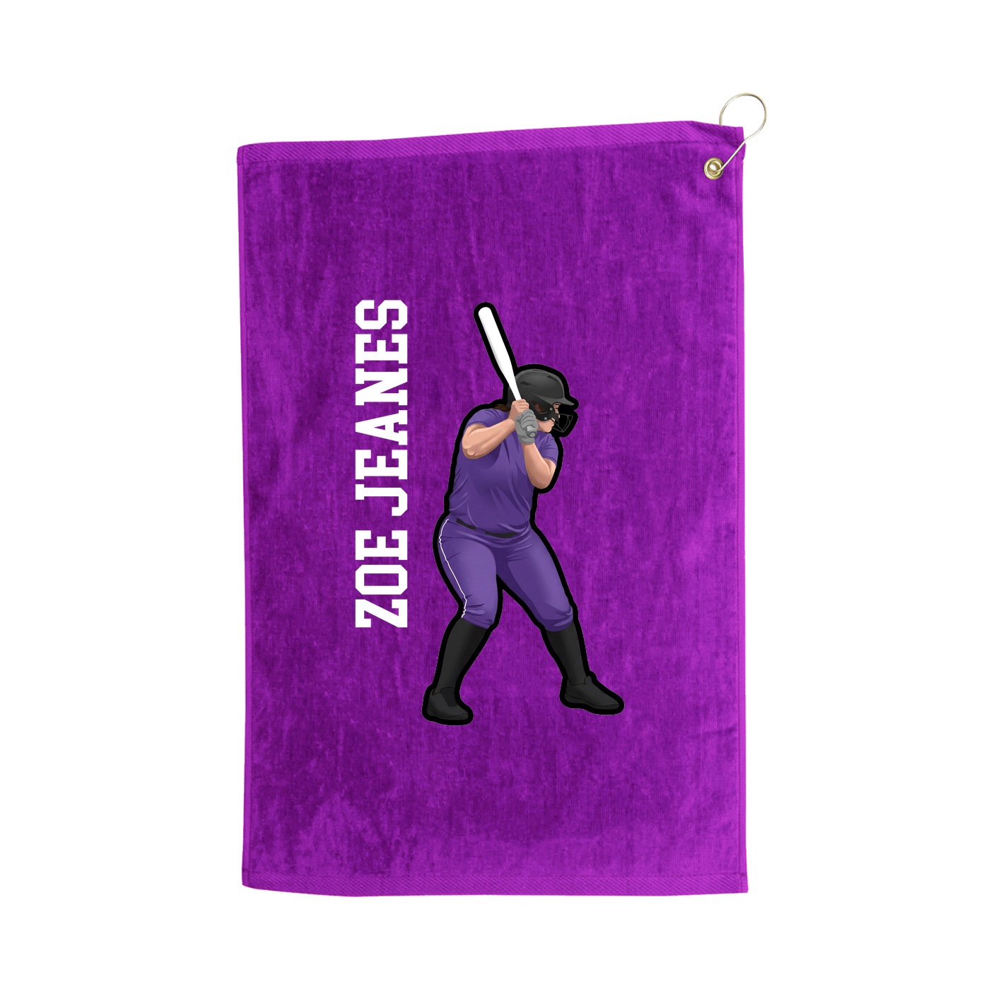 Golf Towel — Name Vertical in Purple