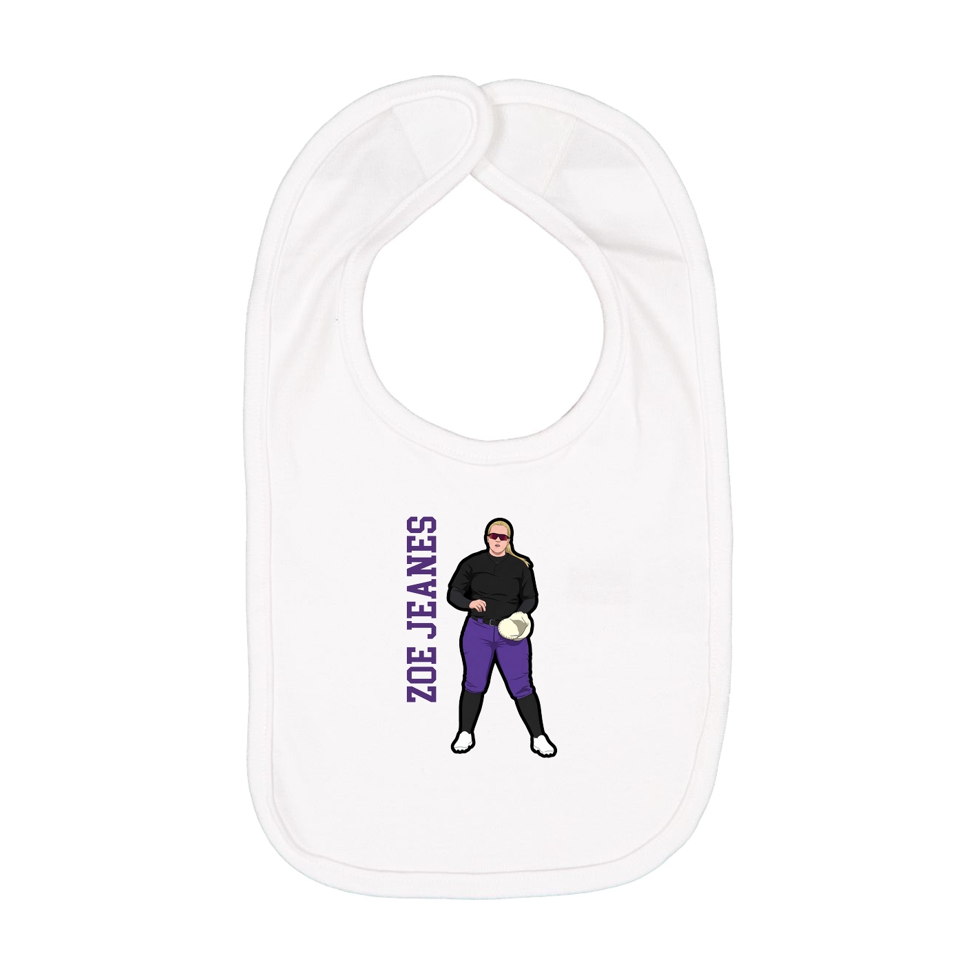 Infant Bib — Name Vertical in White