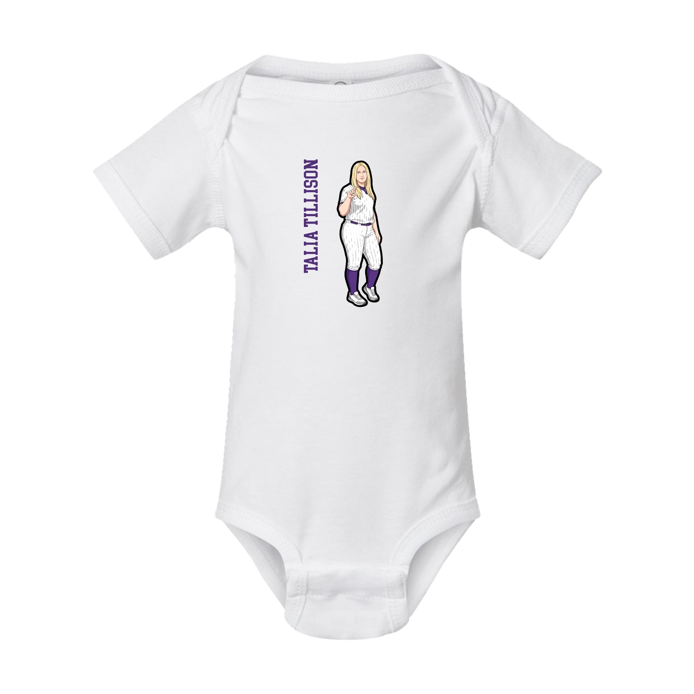 Baby Onesie — Name Vertical in White