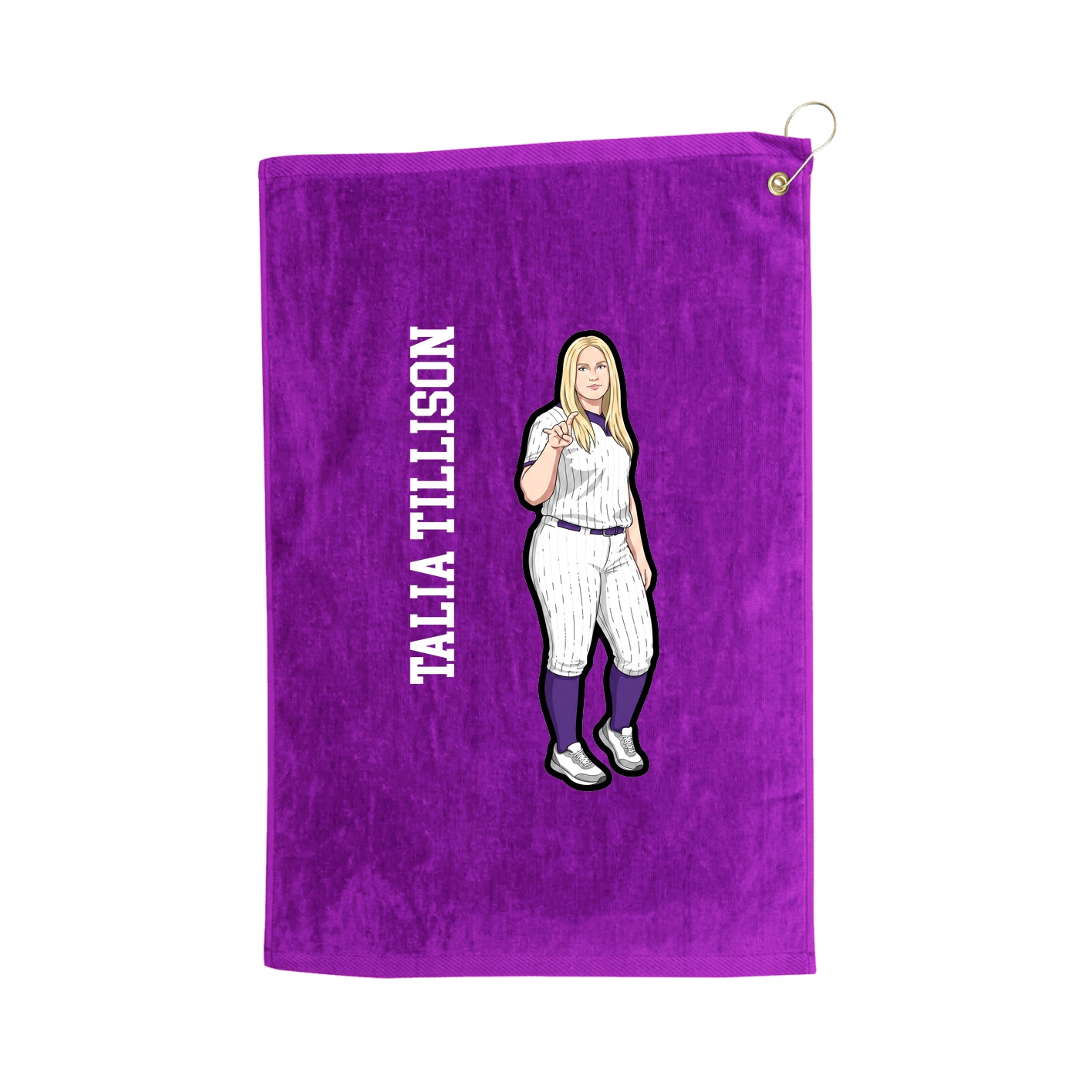 Golf Towel — Name Vertical in Purple