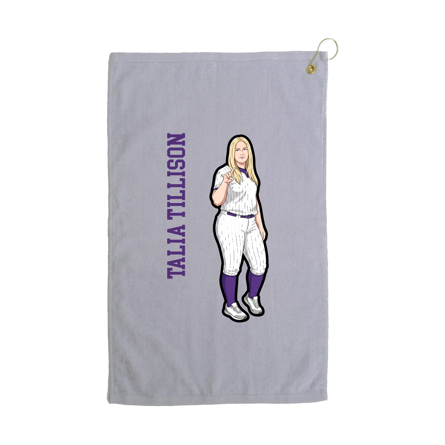 Golf Towel — Name Vertical in Grey
