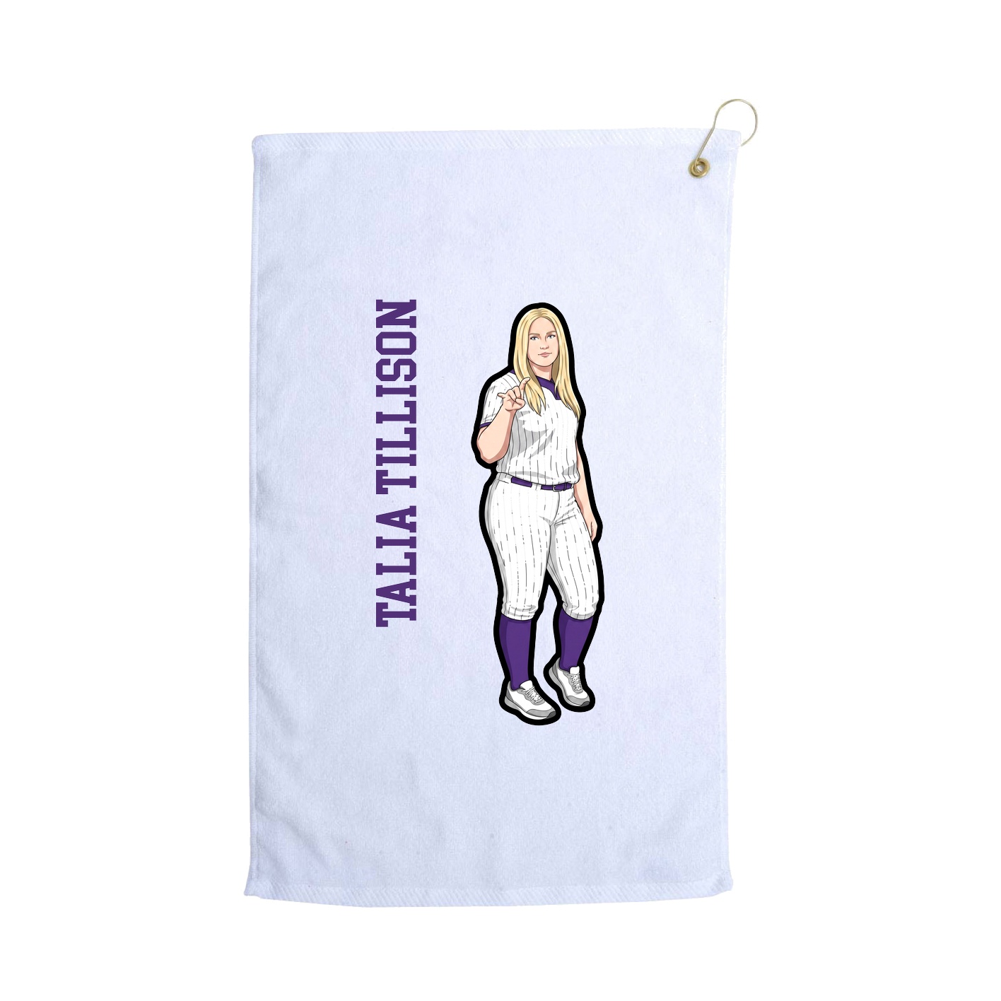 Golf Towel — Name Vertical in White