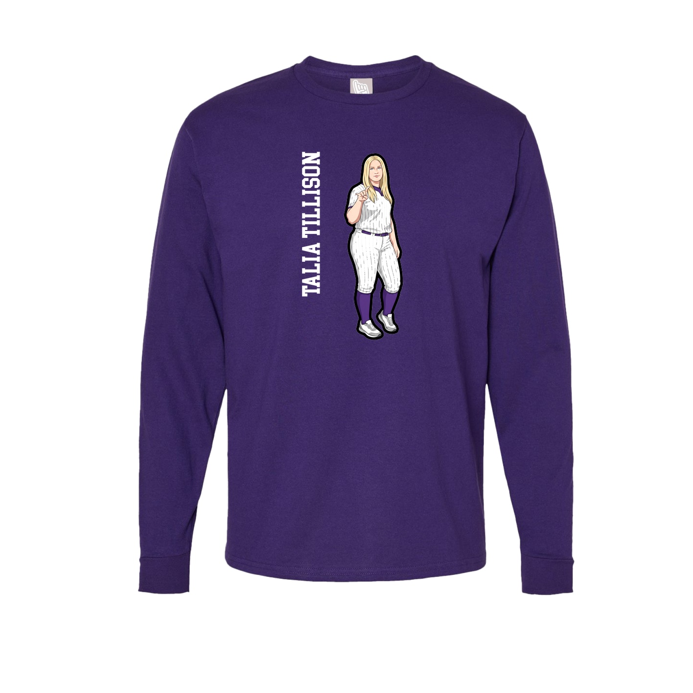 Long Sleeve Tee — Name Vertical in Purple