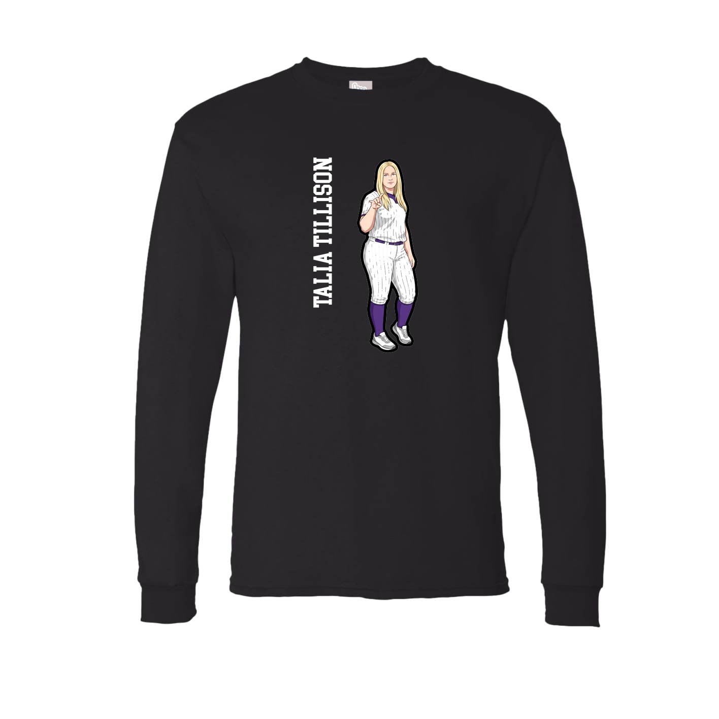Long Sleeve Tee — Name Vertical in Black