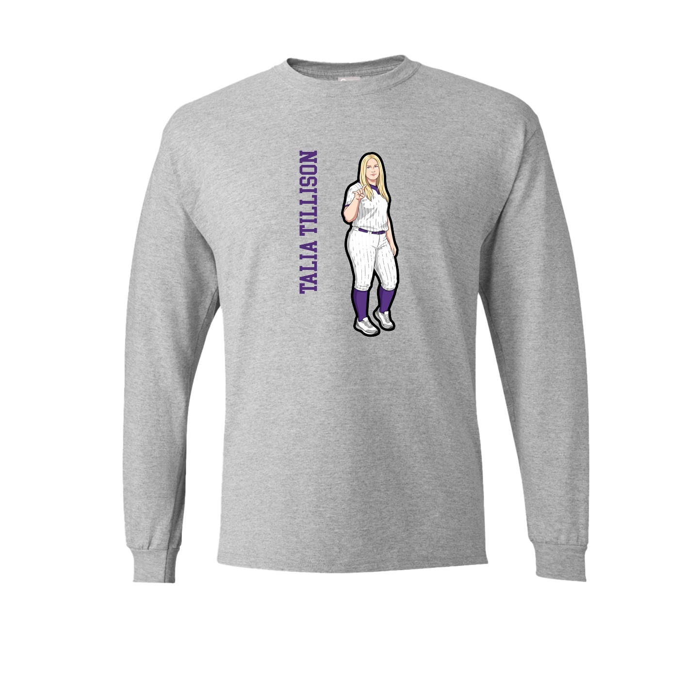 Long Sleeve Tee — Name Vertical in Grey