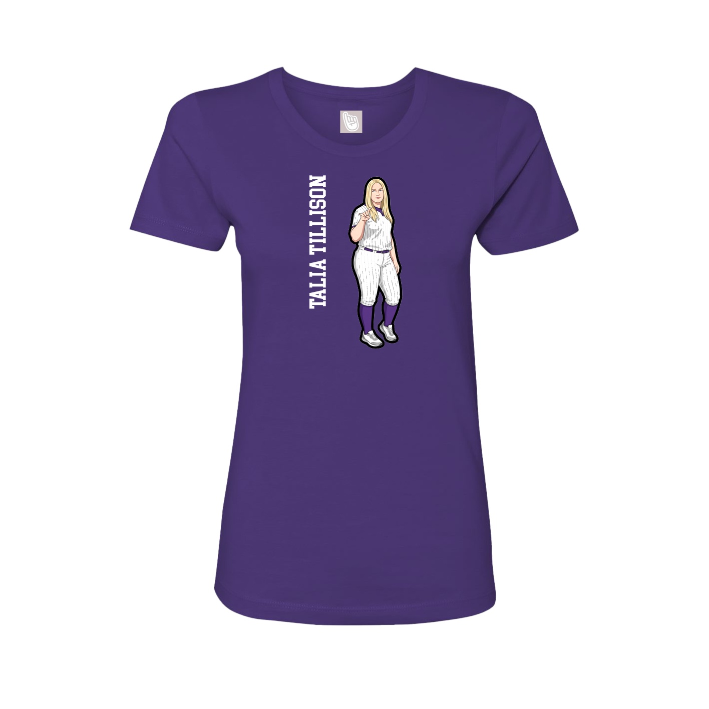 Womens Tee — Name Vertical in Purple