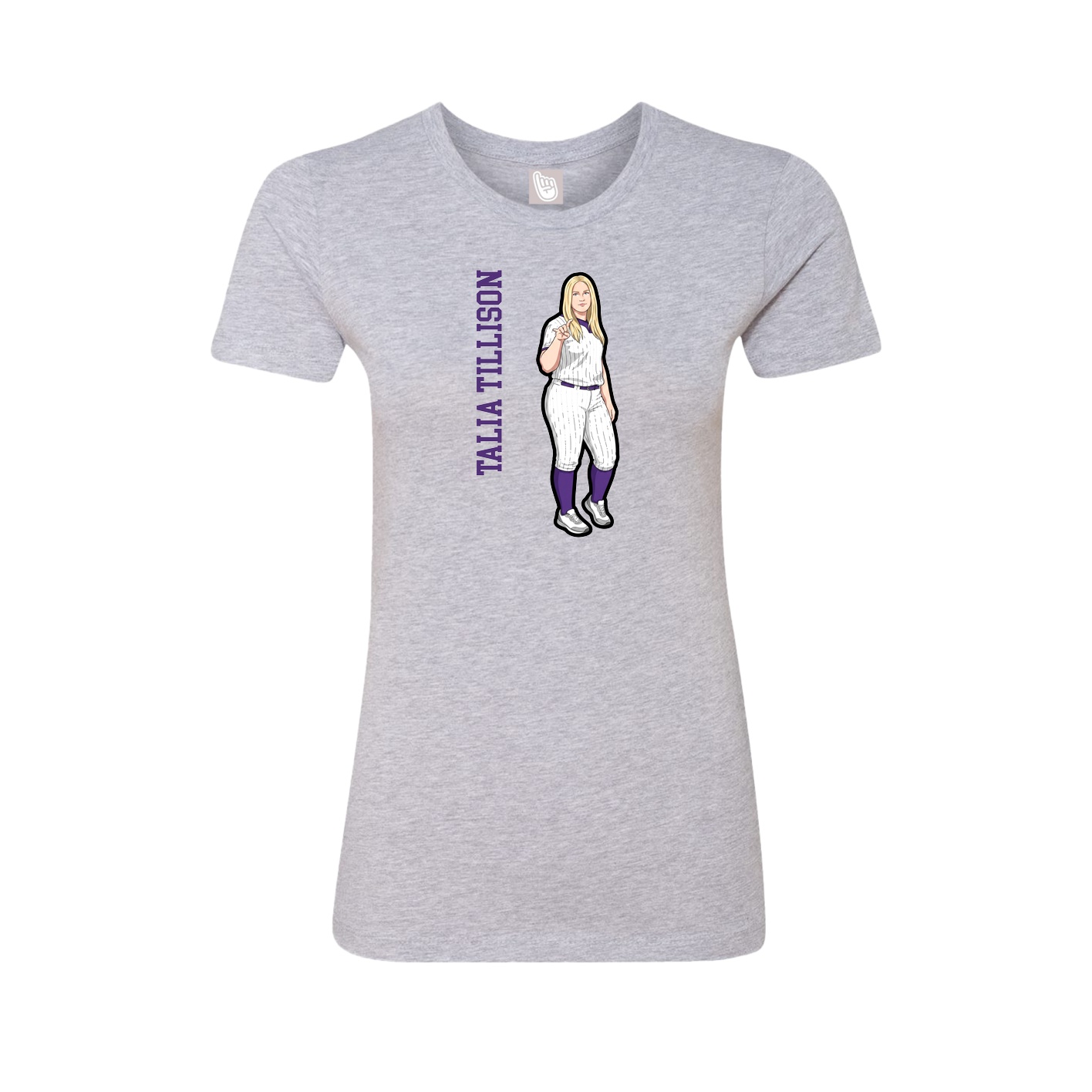 Fitted Women's Tee — Name Vertical in Grey