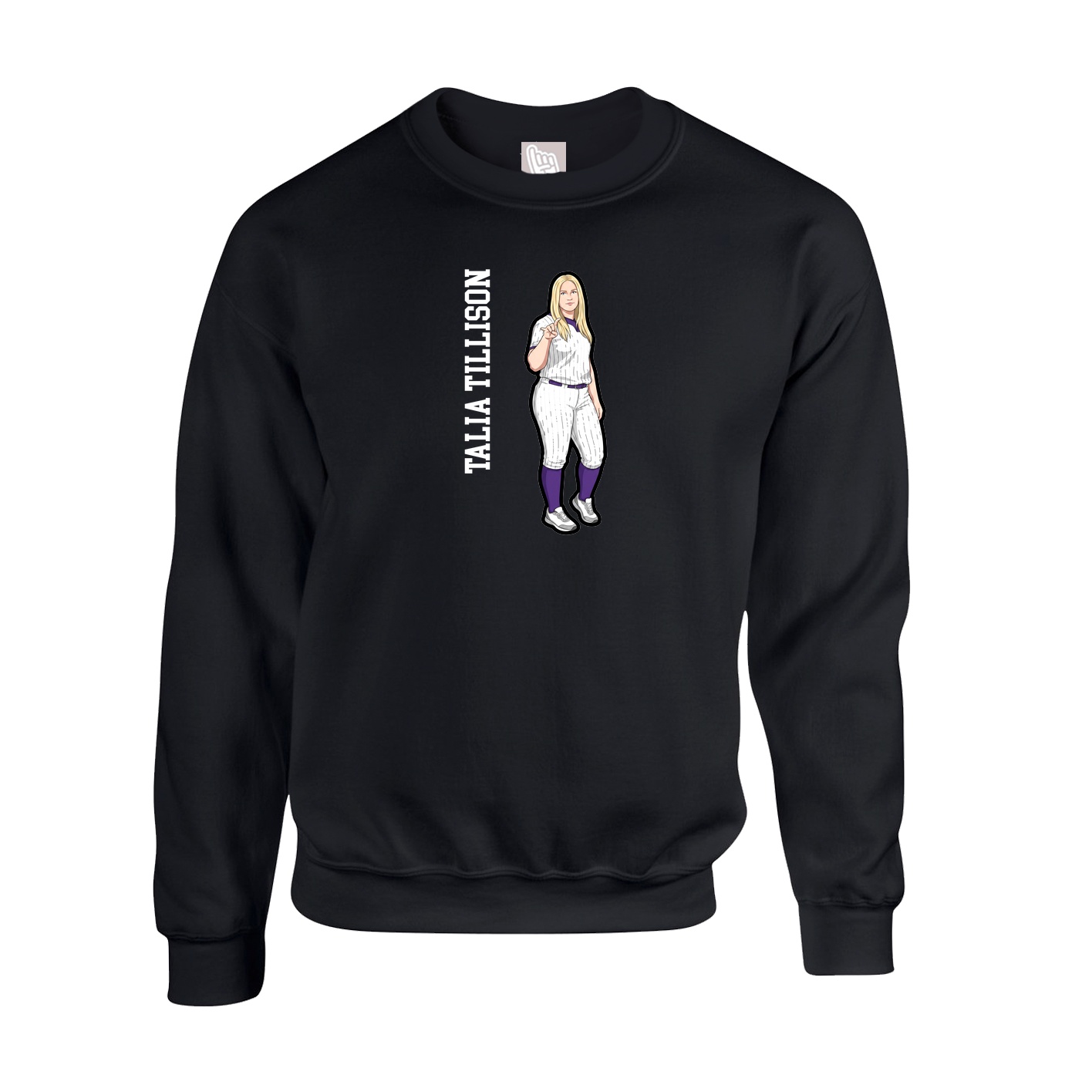 Fleece Crew — Name Vertical in Black