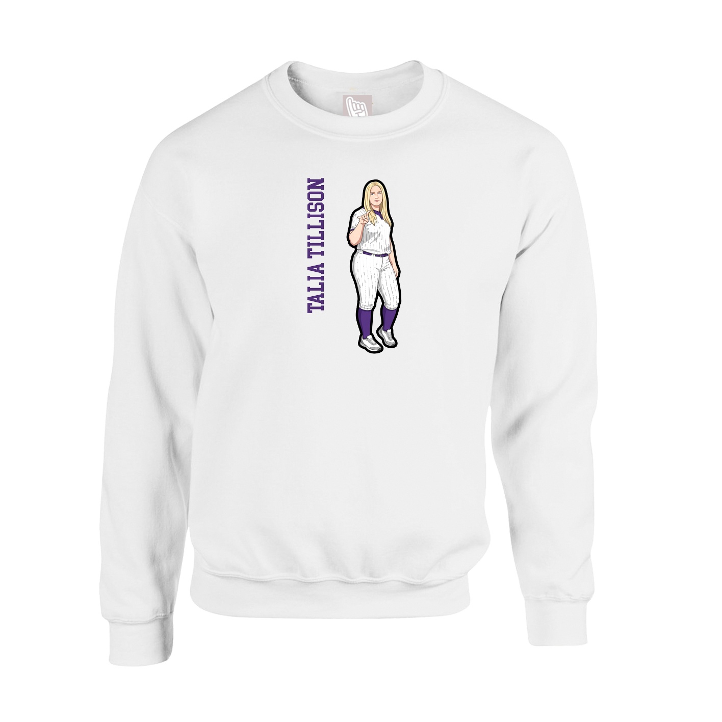 Fleece Crew — Name Vertical in White
