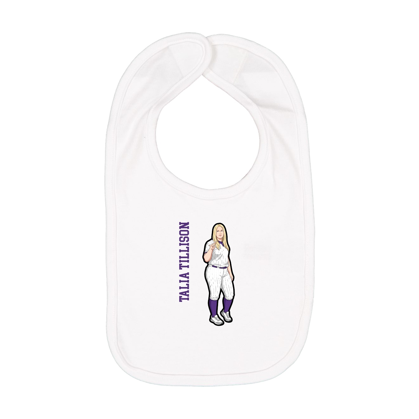 Infant Bib — Name Vertical in White