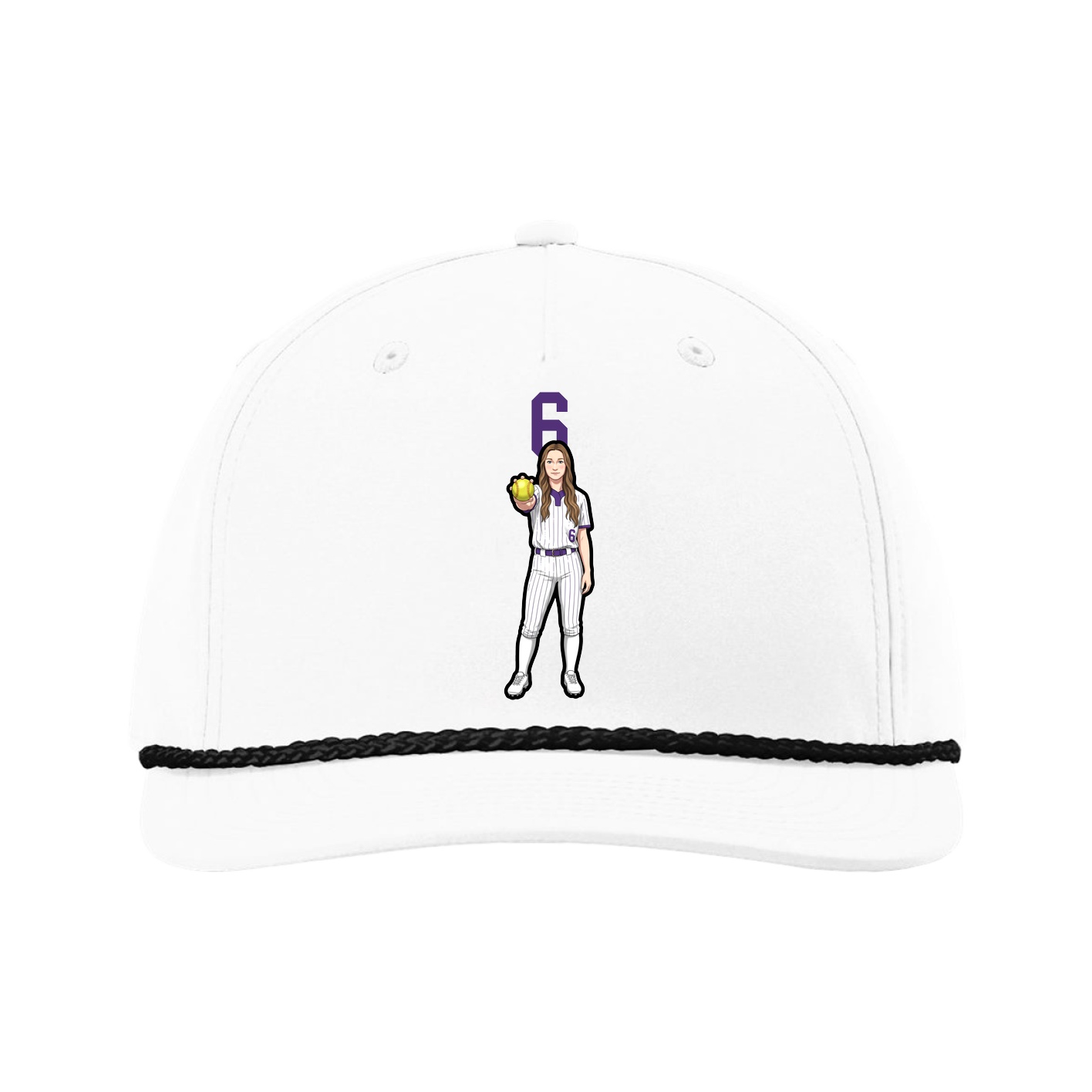 Five-Panel Classic Rope Cap — Number Top in White