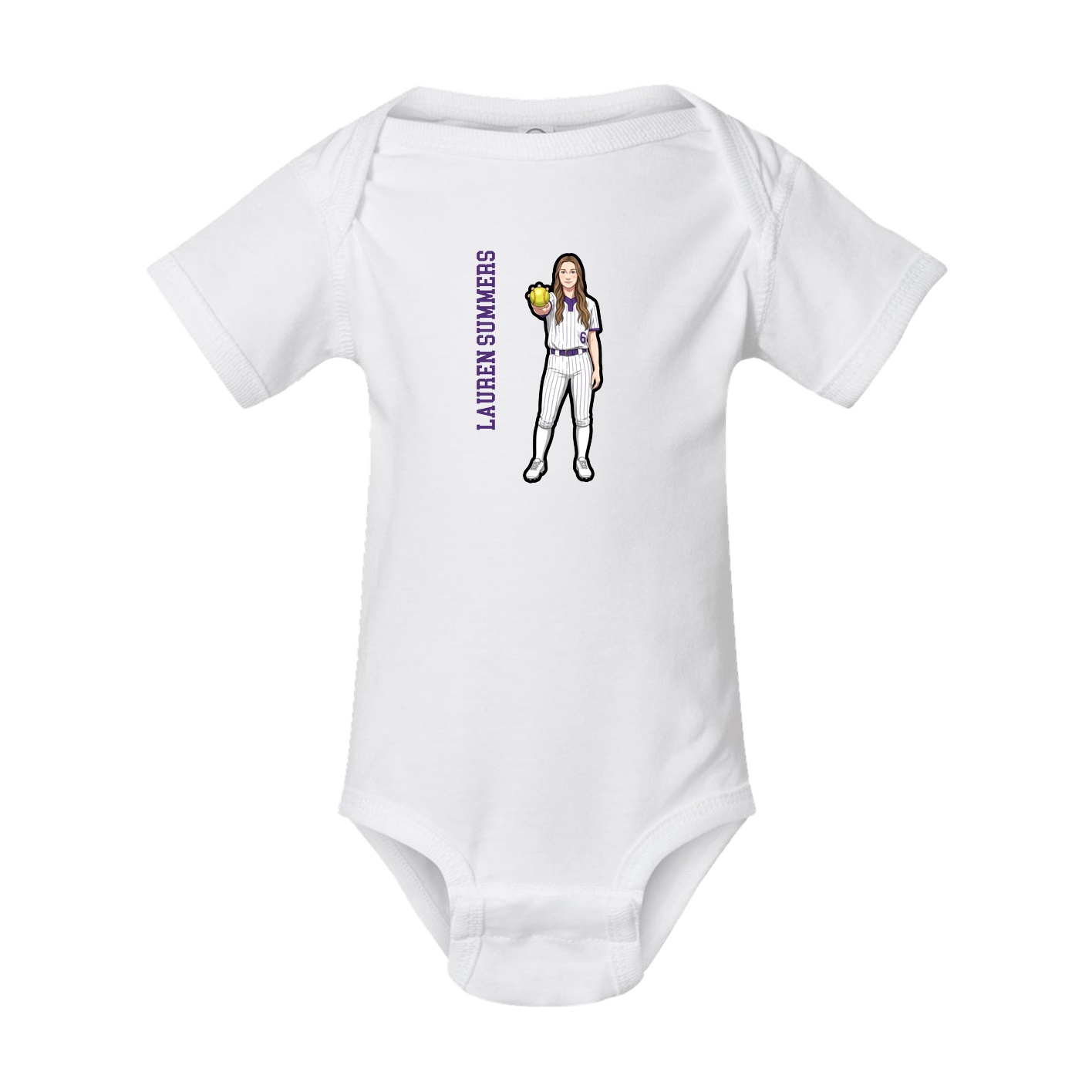 Baby Onesie — Name Vertical in White