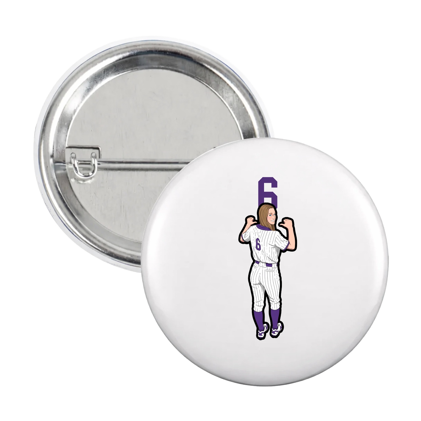 Game Day Button — Number Top in White