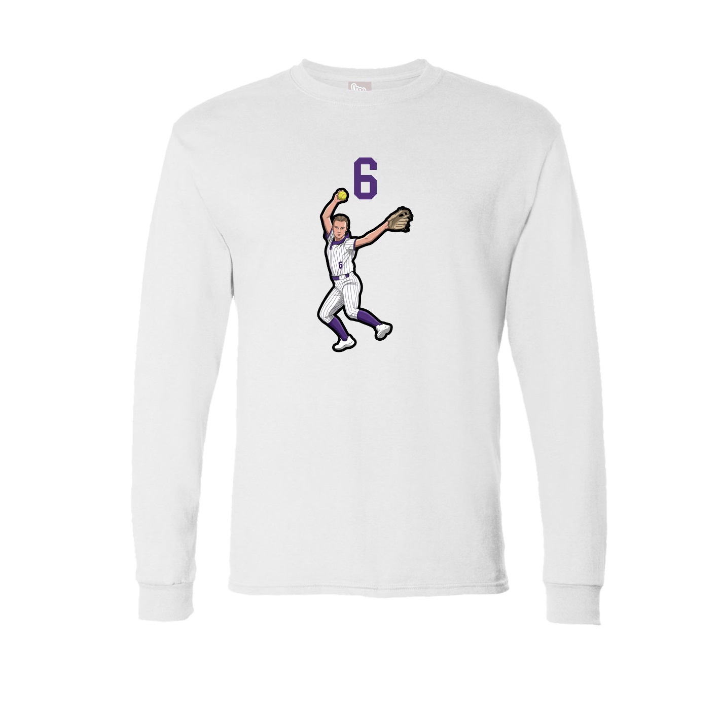 Long Sleeve Tee — Number Top in White