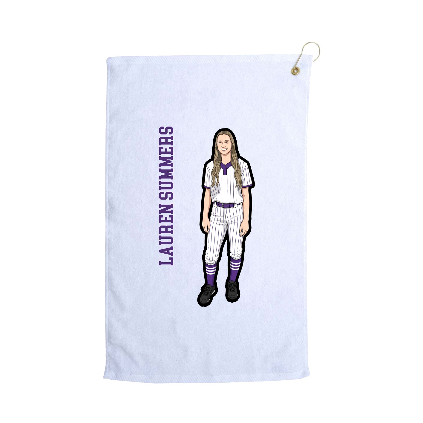 Golf Towel — Name Vertical in White