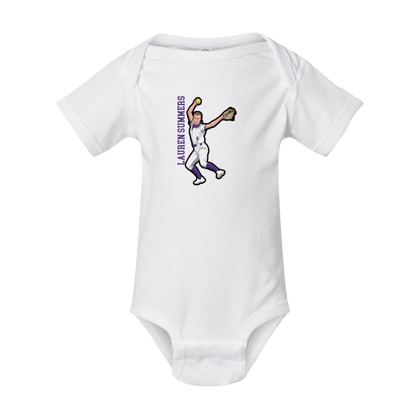 Baby Onesie — Name Vertical in White
