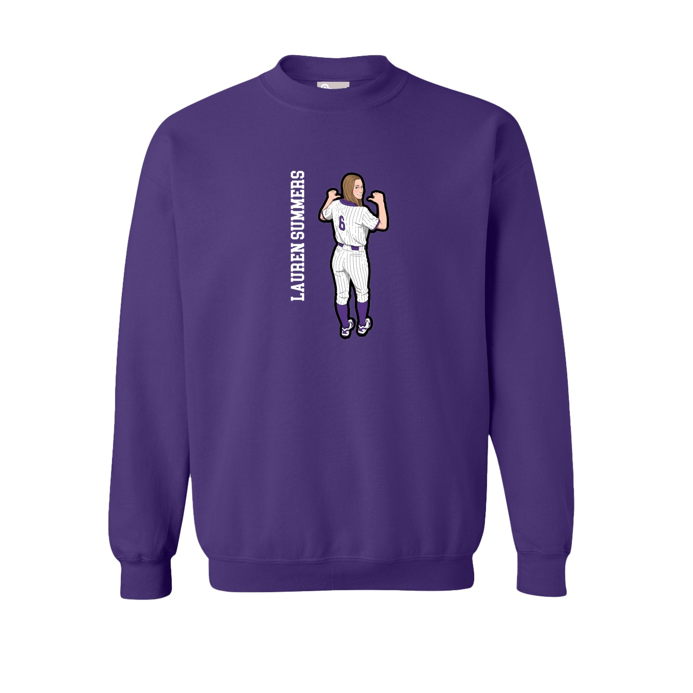 Fleece Crew — Name Vertical in Purple