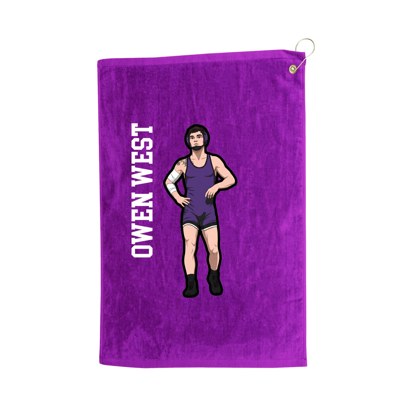 Golf Towel — Name Vertical in Purple