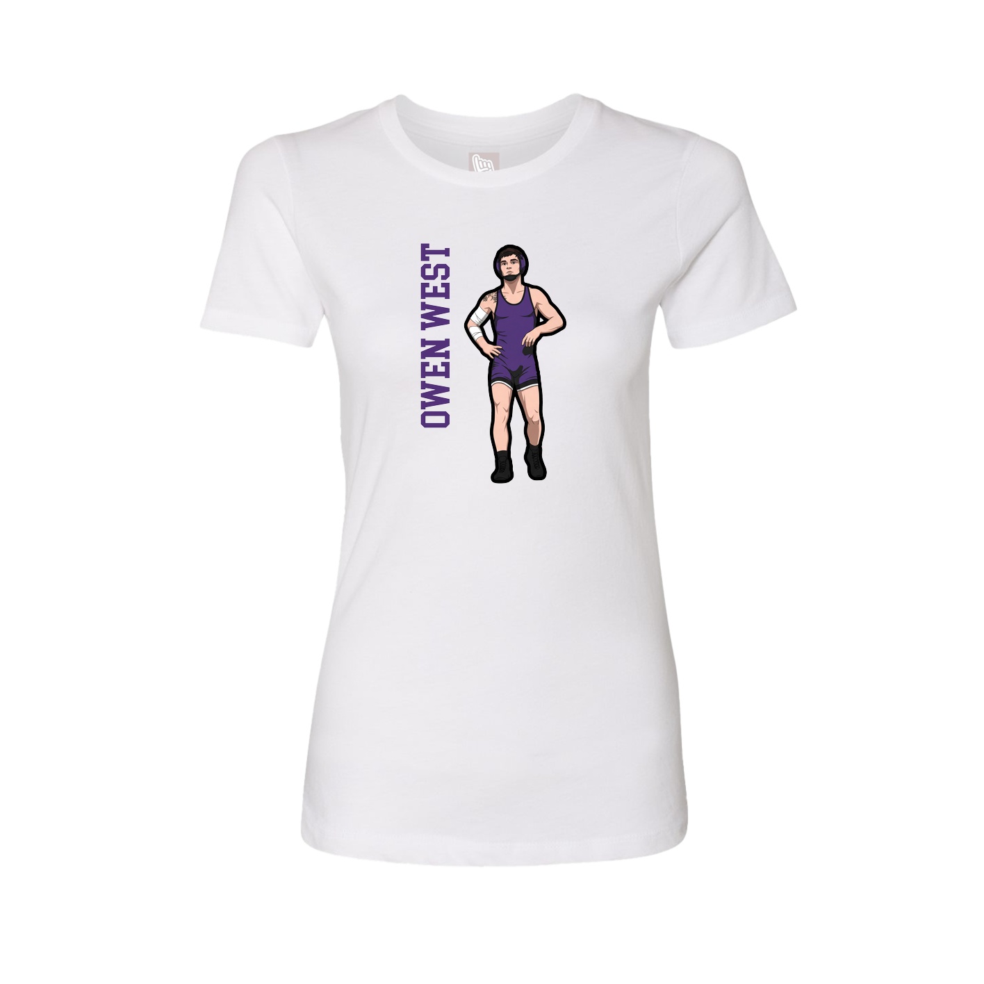 Fitted Women's Tee — Name Vertical in White